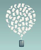e-reader, flying sheets