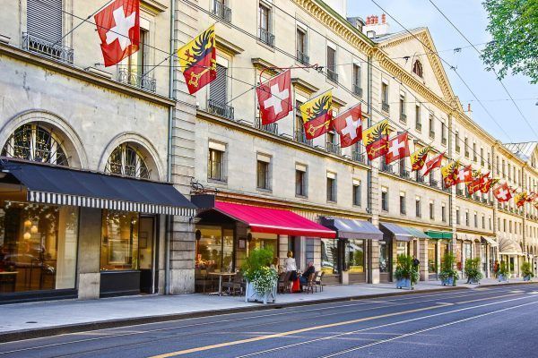 Geneva street view in summertime