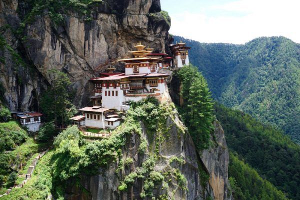 A view of Paro Taksang monastery, or Tiger's Nest, on a cliffside in Paro, Bhutan