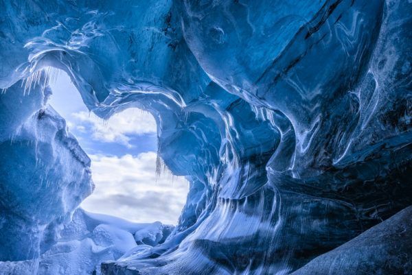 Blue glacier cave in Iceland