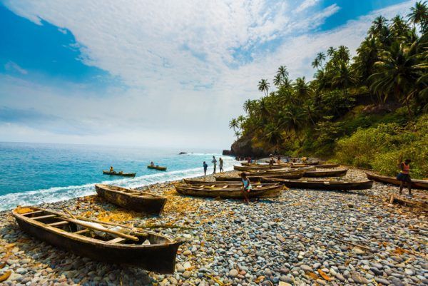 Fishing Boats on Sao Tome Beach