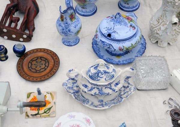 Belgium, old objects at Marolles district flea market in Brussels