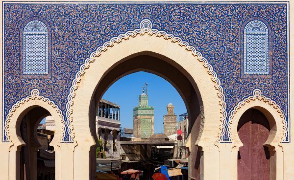 Bab Bou Jeloud gate (or Blue Gate) in Fez el Bali medina, Morocco
