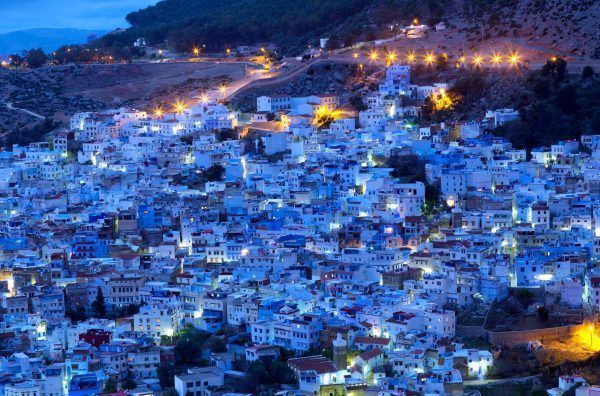 Chefchaouen Medina in Morocco, Africa. Chefchaouen or Chaouen is a city in northwest Morocco. It is the Chief town of the province of the same name, and is noted for its buildings in shades of blue.