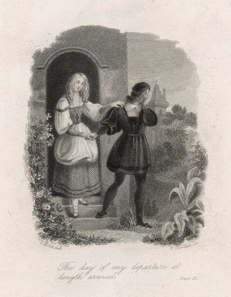 Title page illustration from Frankenstein. Date: first published 1818