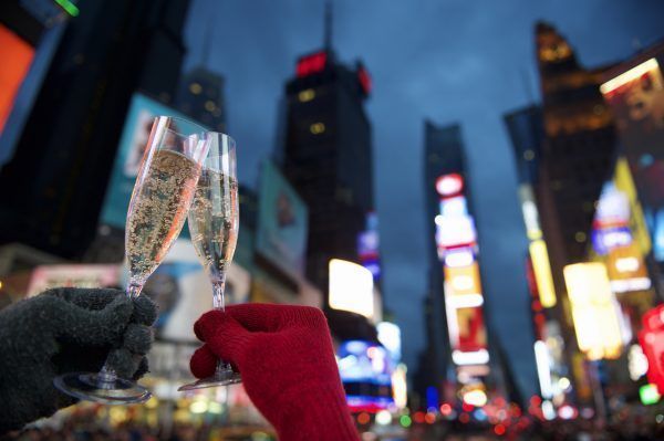 Happy New Year Toast Times Square New York