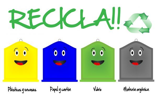 Diferentes contenedores de reciclaje