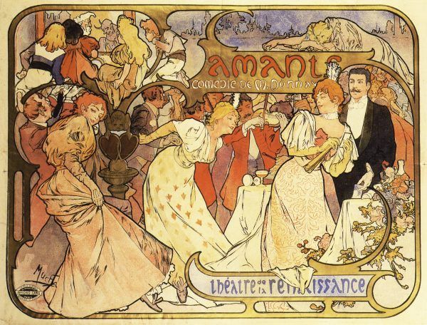 1895 Poster for Amants - Comdie de M. Donnay at the Theatre de la Renaissance, Paris © Alphonse Mucha Estate-Artists Rights Society (ARS), New York-ADAGP, Pa