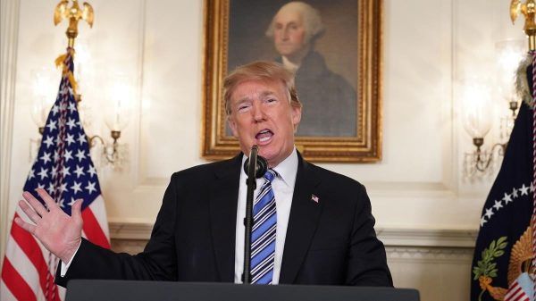 TOPSHOT - US President Donald Trump speaks on the Florida school shooting in the Diplomatic Reception Room of the White House on February 15 2018 in Washington DC Earlier Thursday President Trump issued a largely symbolic proclamation ordering that flags be flown at half staff at US embassies government buildings and military installations Our nation grieves with those who have lost loved ones in the shooting at the Marjory Stoneman Douglas High School in Parkland Florida he said AFP PHOTO Mandel NGAN